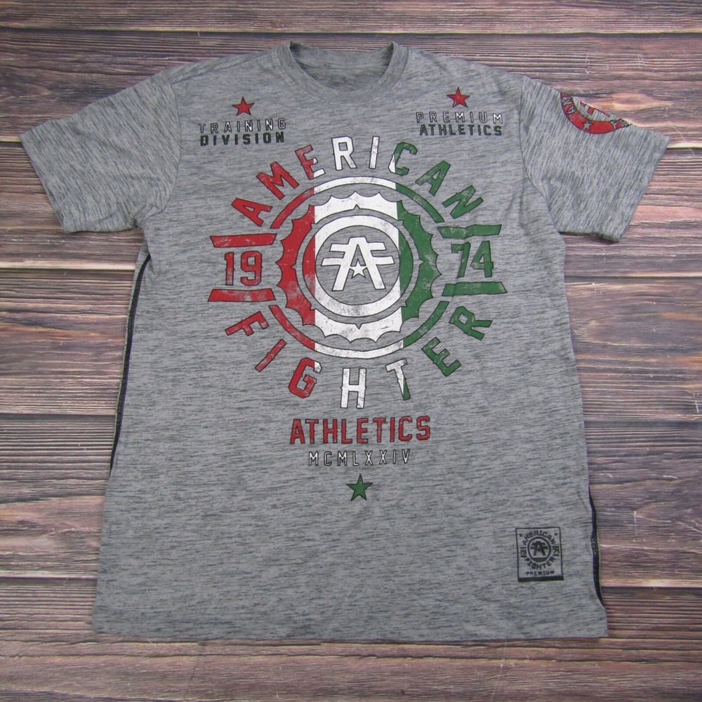American Fighter Mens Medium Training T Shirt UFC MMA Gym Workout Gray